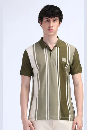 Flying Machine Men Colourblocked Polo Collar T-shirt