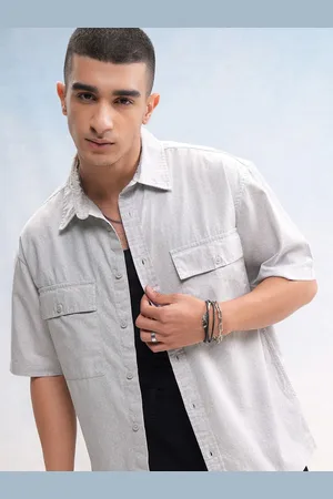Highlander Men Printed Utility Pocket Oversized Shirt