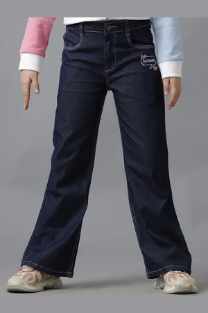UNDER FOURTEEN ONLY Girls Slim Fit Clean Look No Fade Cotton Jeans