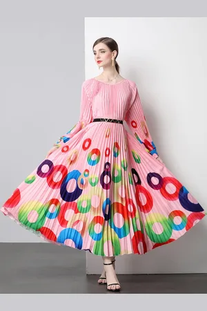 JC Collection Women Geometric Printed Puff Sleeves Maxi Dress