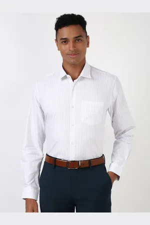 Peter England Men Spread Collar Striped Polycotton Slim Fit Formal Shirt