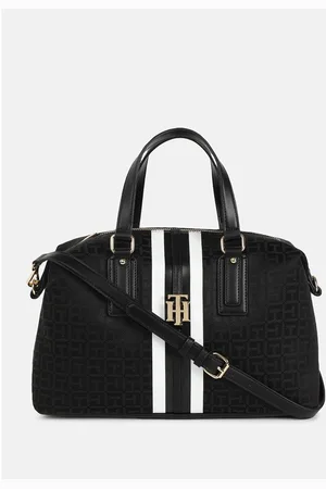 Tommy Hilfiger Women Brand Logo Printed Cotton Structured Sling Bag with Applique