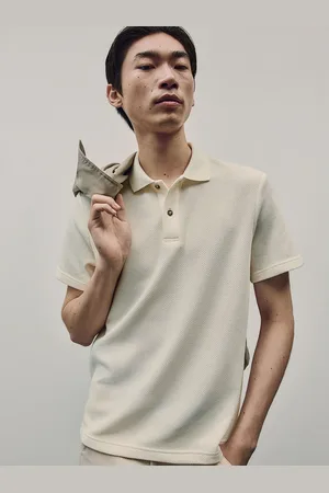 H&M Textured-Knit Polo Tshirts