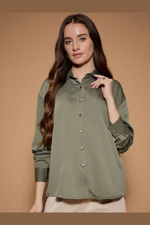 KASSUALLY Women Standard Spread Collar Solid Casual Shirt