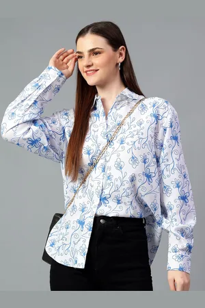 KOTTY Women Comfort Spread Collar Floral Printed Cotton Oversized Casual Shirt