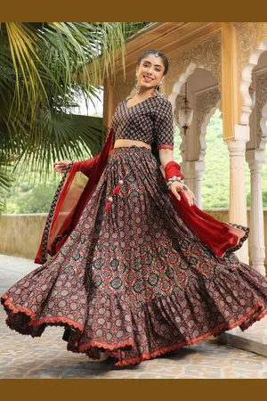 Janasya Printed Ready to Wear Lehenga & Blouse With Dupatta