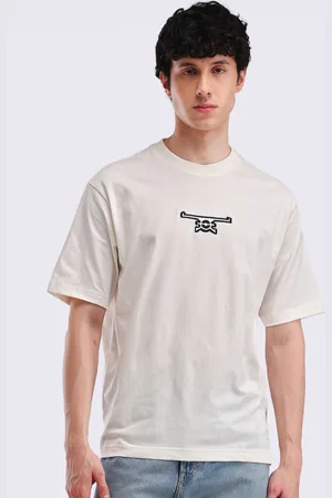 Flying Machine Men Typography Printed Round Neck Cotton Relaxed Fit T-shirt