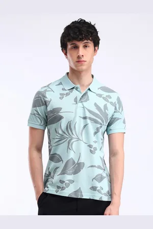 Flying Machine Men Conversational Printed Polo Collar Cotton T-shirt