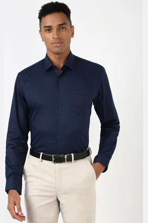 Peter England Men Spread Collar Micro Ditsy Printed Cotton Formal Shirt