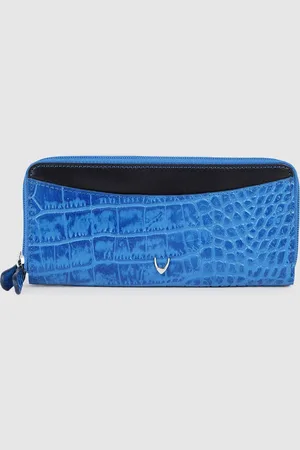 Hidesign Women LILAC Croc Textured Leather Zip Around Wallet