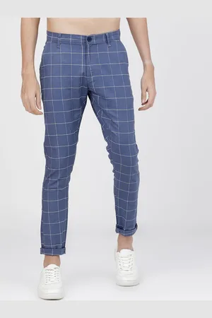 Highlander Men Checked Slim Fit Chinos Trousers
