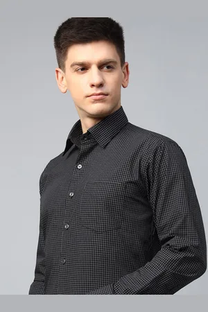HANCOCK Men Slim Fit Micro Checked Opaque Pure Cotton Formal Shirt