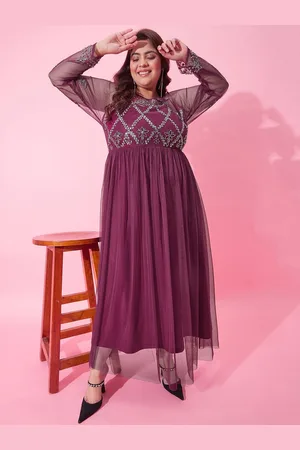 CURVY STREET Women Floral Embroidered Peplum Dress