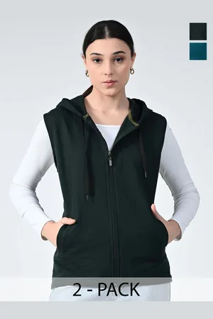 BAESD Women Pack Of 2 Lightweight Hooded Sleeveless Tailored Jacket