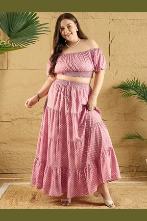 Berrylush Plus Size Printed Top & Maxi Skirt