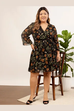 CURVY STREET Women Floral Print Chiffon Fit & Flare Dress