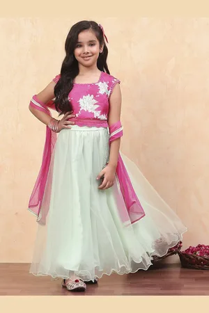 Biba Girls Printed Ready to Wear Lehenga & Blouse With Dupatta
