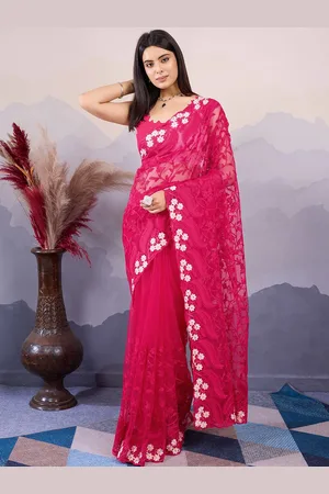 VAIRAGEE Floral Embroidered Net Saree