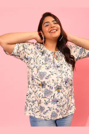 CURVY STREET Women Floral Printed Round Neck Plus Size Top