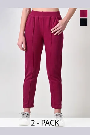 BAESD Women Pack Of 2 Solid Relaxed High-Rise Trousers