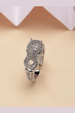 karatcart Silver-Plated CZ Studded Finger Ring