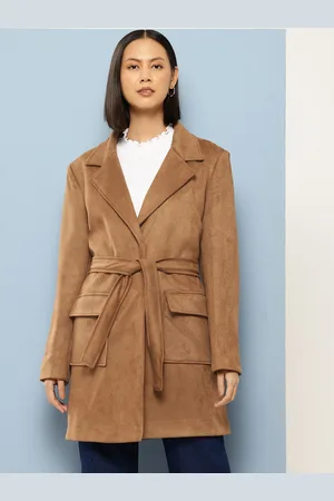 Chemistry Notched Lapel Collar Longline Overcoat With Tie-Up Detail