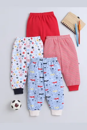 BUMZEE Infant Boys Pack Of 4 Printed Cotton Mid-Rise Joggers