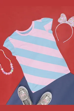 Pantaloons Girls Striped Cotton T-shirt