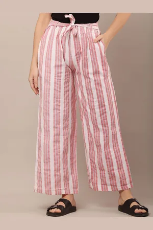 NoBarr Women Mid-Rise Striped Parallel Trousers