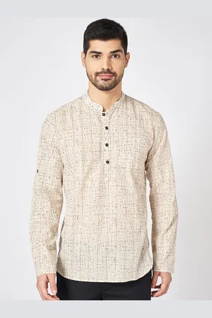 Pantaloons Men Geometric Thread Work Dobby Pathani Kurta