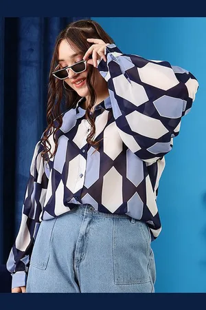 CURVY STREET Women Plus Size Comfort Spread Collar Abstract Printed Casual Shirt
