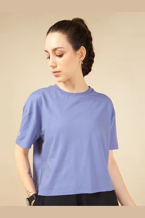 Cult Women Round Neck Bio Finish Solid Cotton Boxy Crop T-shirt