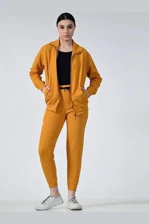 BAESD Women Solid Mock Collar High-Rise Tracksuits