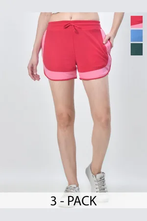 BAESD Women Pack Of 3 Pure Cotton Colourblocked High-Rise Hot Pants Shorts