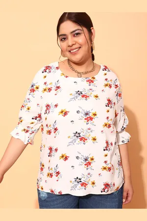 CURVY STREET Women Floral Printed Round Neck Plus Size Top