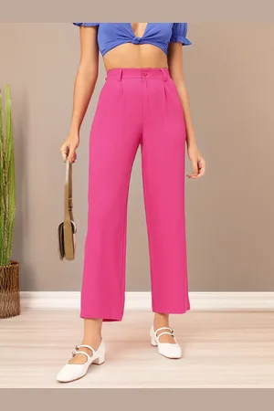 DressBerry Women Pleated Power Cropped Formal Trousers