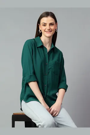 KOTTY Women Comfort Spread Collar Solid Oversized Casual Shirt