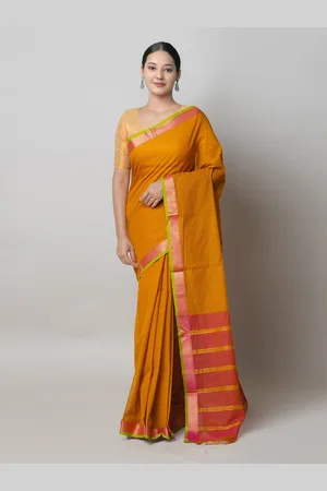 Unnati Silks Women Solid Zari Pure Cotton Handloom Mangalagiri Saree