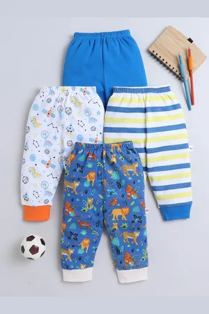 BUMZEE Infant Boys Pack Of 4 Printed Cotton Mid-Rise Joggers
