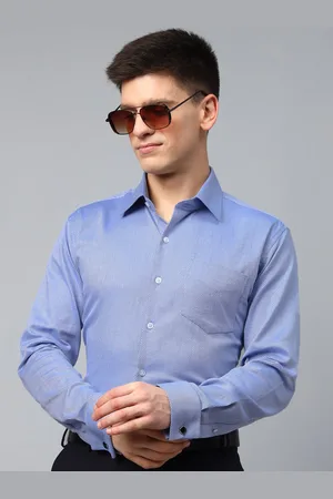 HANCOCK Men Premium Slim Fit Self Design French Cuff Pure Cotton Opaque Formal Shirt
