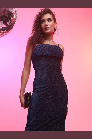 Tokyo Talkies Shimmer Bodycon Dress With Back Slit