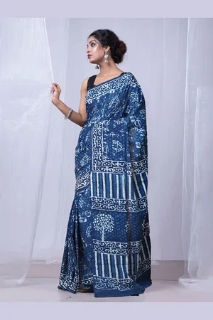 Unnati Silks Warli Printed Pure Cotton Handloom Dabu Saree