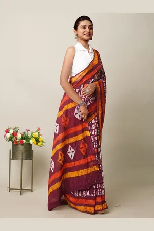 Unnati Silks Ethnic Motifs Pure Cotton Handloom Block Print Saree