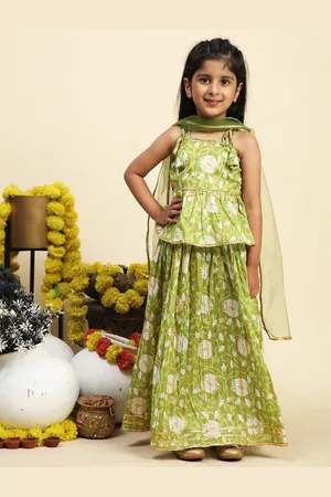 Cutiekins Girls Printed Ready to Wear Lehenga & Blouse With Dupatta