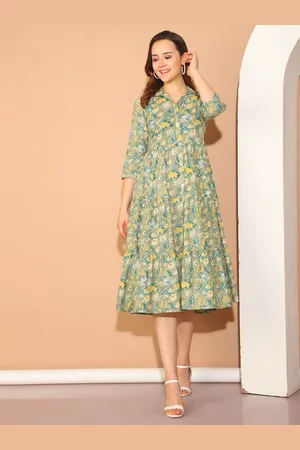 Rajnandini Floral Print A-Line Midi Dress