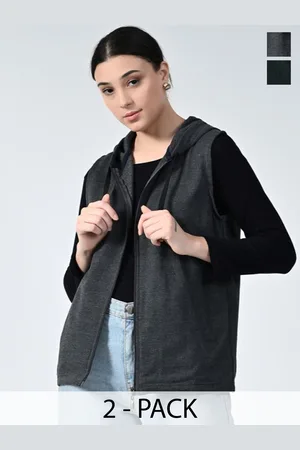 BAESD Women Pack Of 2 Lightweight Hooded Sleeveless Tailored Jacket