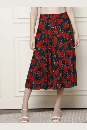 GRACIT Women Floral Printed Flared Midi Skirt