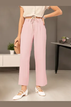DressBerry Women Pleated Power Cropped Formal Trousers