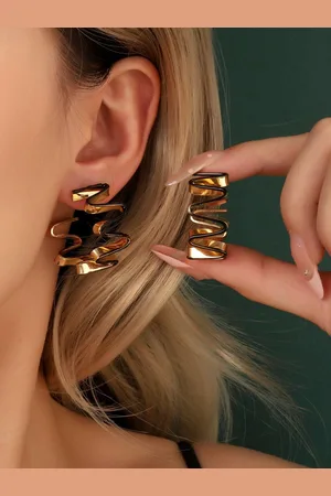 Salty Contemporary Half Hoop Earrings