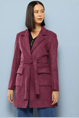 Chemistry Notched Lapel Collar Longline Overcoat With Tie-Up Detail